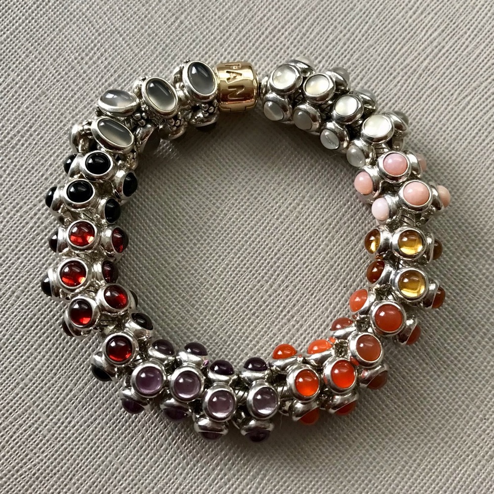 Pandora cabochon spacers with gemstones